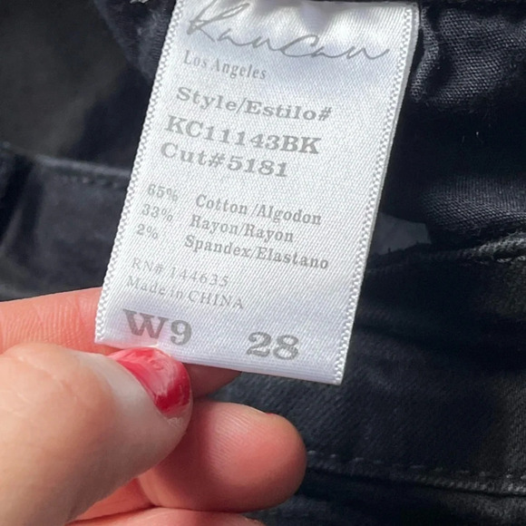 Kancan black denim jean shorts distressed mid rise  28 - Picture 5 of 9